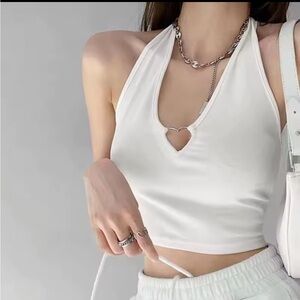 White Halter Crop Top